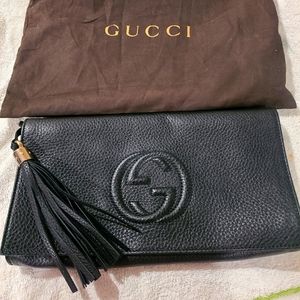 Soho Leather Clutch Bag, Black